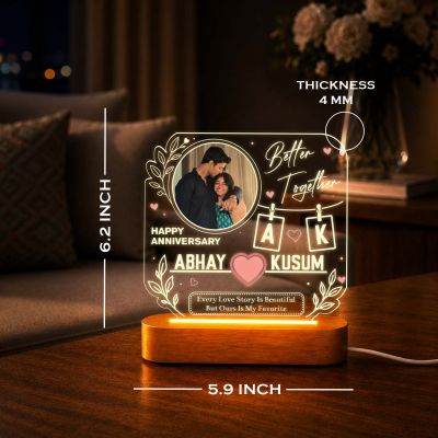 Personalized Anniversary Theme Photo Lamp for Couples Gift for Husband Wife, Anniversary, Valentine’s Day & Wedding Gift Warm White Lamp